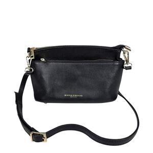DIVINA FIRENZE ITALY BLACK LEATHER CROSSBODY PURSE BAG 9" X 6" X4" GOLD HARDWARE